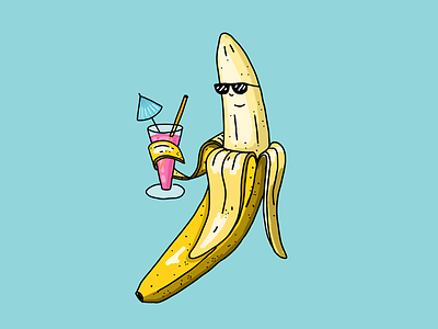 Vacation Banana banana cocktail cool fruit handdrawn illustration procreate vacation