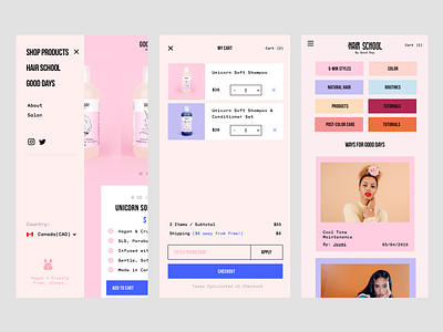 Mobile Web eCommerce beauty cart ecommerce filters mobile web pastels