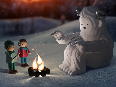 Peace on Earth 3d character christmas fire light monster season snow