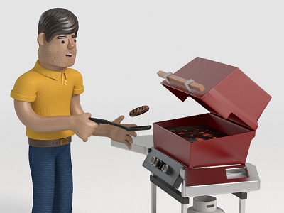 Grill Master Dad 3d character dad design grill guy illustration