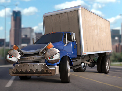 Angry Truck 3d angry cartoon character face truck
