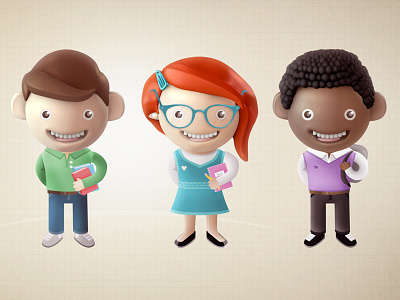 Students 2d 3d ben christie characters explainer school students