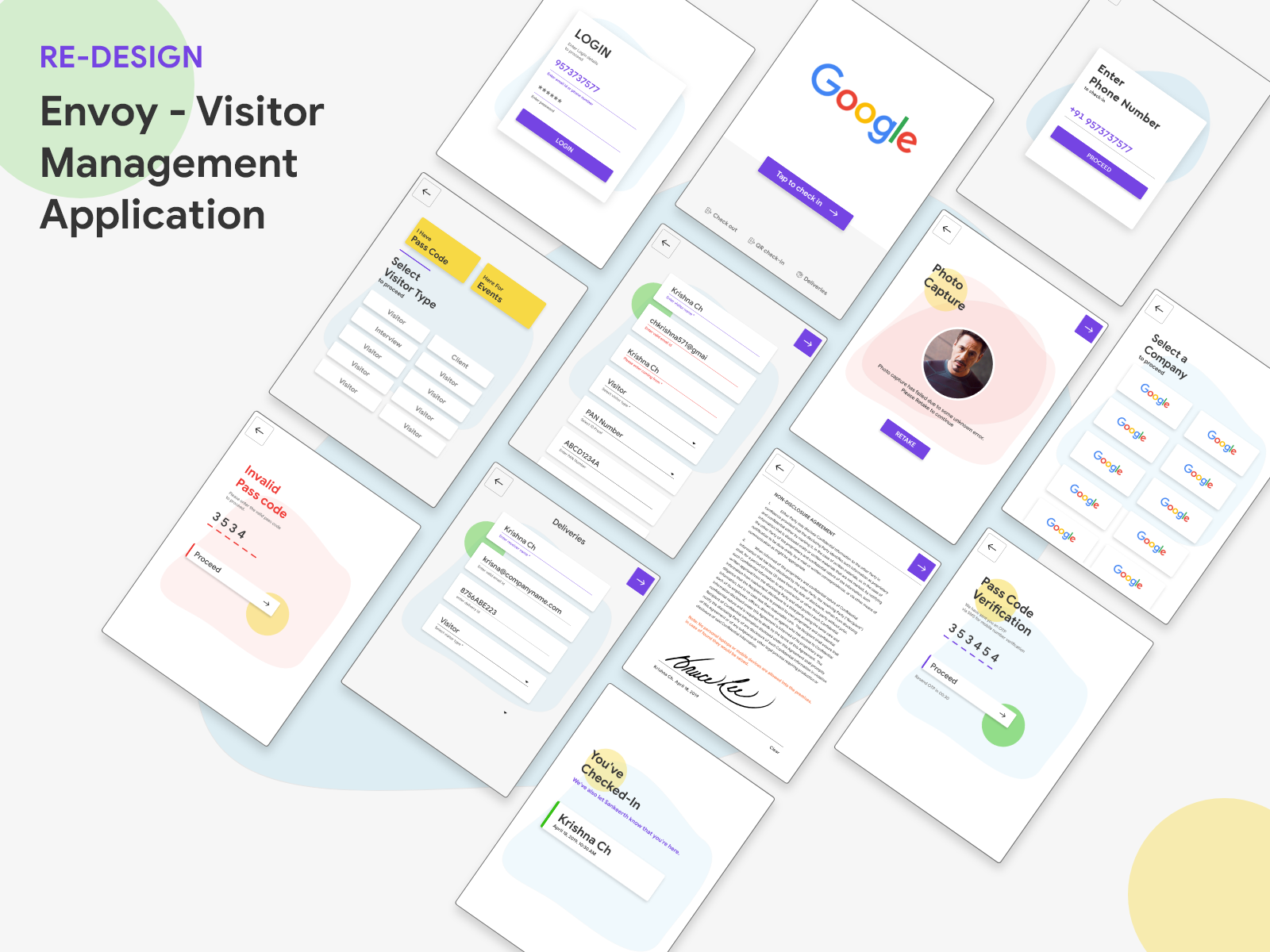 Redesign Envoy App Visitor Management Application by Krishna Ch on