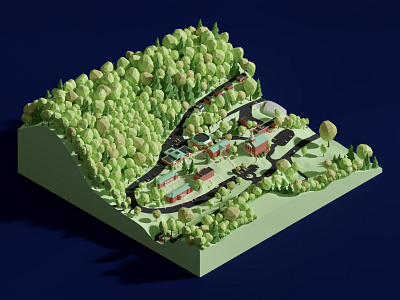 3D Campus Landscape Study 3d 3d render architecture blender blender3d bluefield college college campus diorama fall isometric landscape low poly lowpoly seasonal spring summer