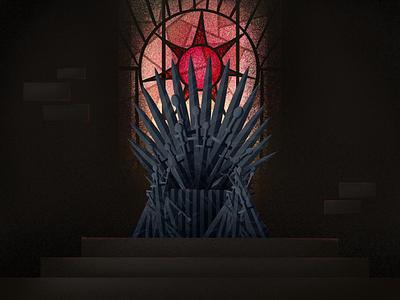 The Iron Throne fantasy game of thrones grain grit illustration iron throne procreate stained glass swords throne