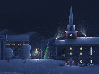 Monthly Illustration: December apple pencil architecture bluefield college chapel christmas christmas card design grain texture harman chapel illustration lansdell hall magazine newspaper night procreate seasonal snow