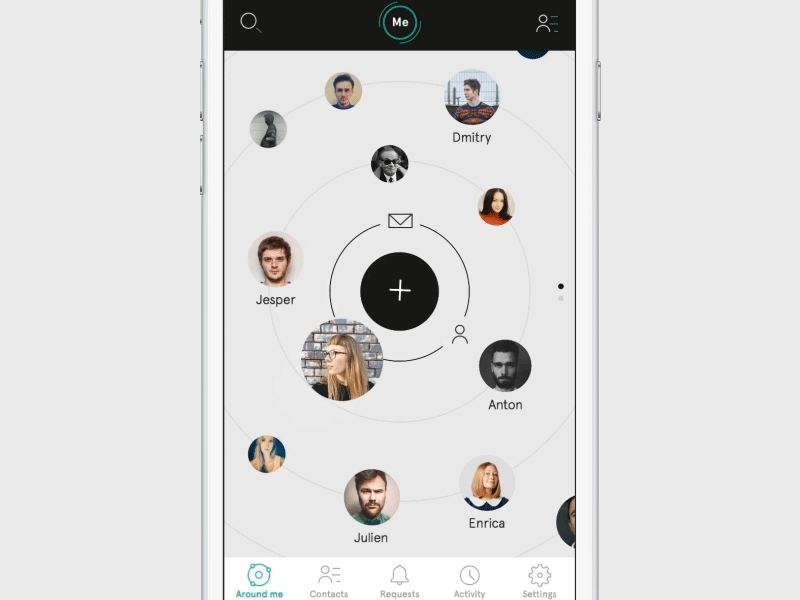 Networking app - Add contact animation app circles framer framerjs network networking social