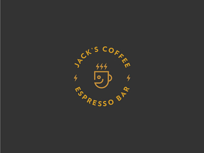 Jack's Coffee: Espresso Bar coffee energy espresso face gold jack lightening logo