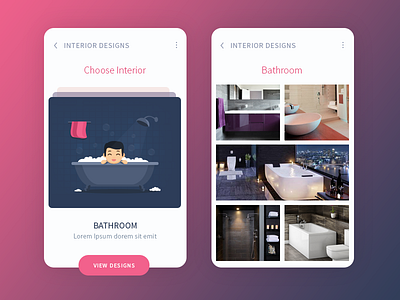 Interior design app design mobile ui