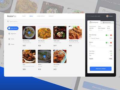 RestoPOS App - Main Course Food Menu admin admin dashboard admin design app dashboard design food point of sale pointofsale pos restaurant ui