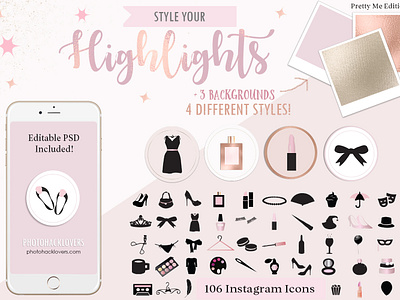 Rose Gold Highlight Icons
