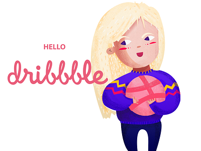 Hello Dribbble 2 character dribbble hello thanks welcome girl hello illustration invite