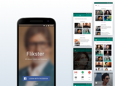 Flikster - celeb and gossips app for android android app bollywood celebrity feedback news ui ux