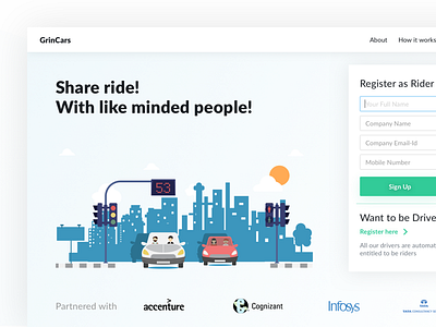 Ride Share app - Landing Page - WIP