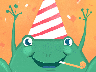 Party frog. birthday card frog illustration party