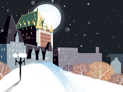 City illustration I'm working on right now night quebec