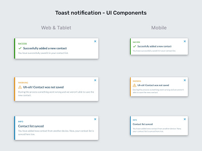 Toast notification concept design info minimal notification notifications success toast ui ux warning