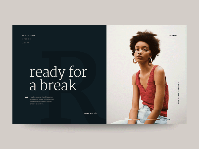 Ready For A Break animation fashion typography ui web