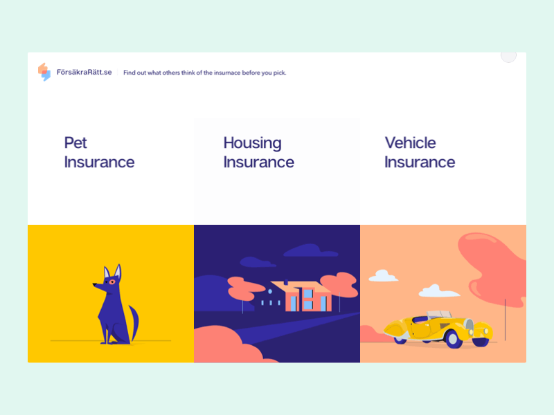 Insurance animation illustration slider ui web
