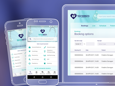 TechMed app for web, iOS and Android