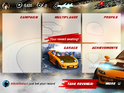 Carx Drift 4x3 android cards game racing ui ux