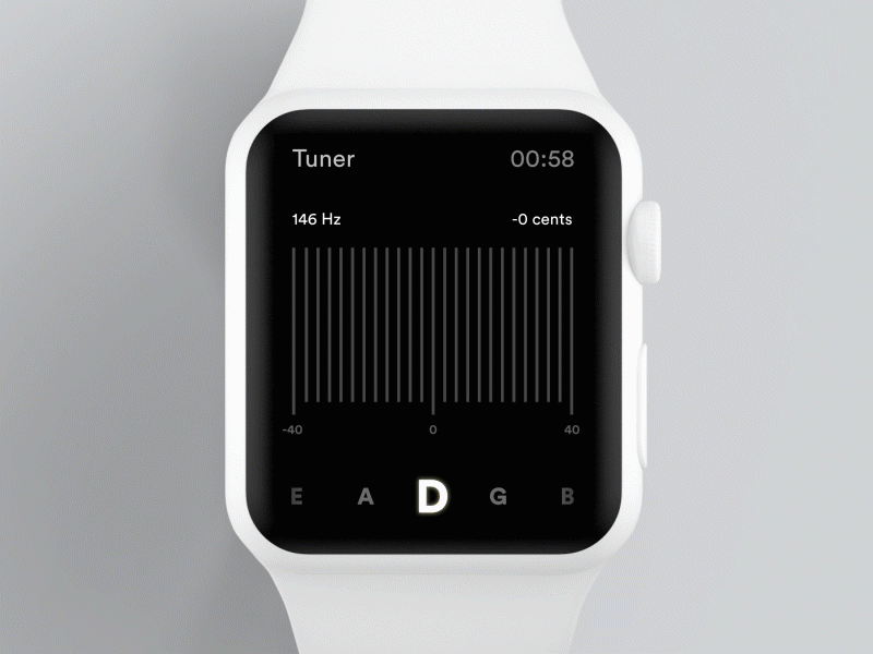 Smart Watch Guitar Tuner Concept animation animation design apple watch guitar tuner interaction motion smart watch tuner ui
