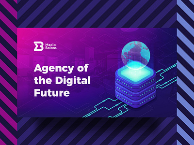 Agency of the Digital Future agency branding concept credential design digital future illustration pink presentation purple typography ui ux web world