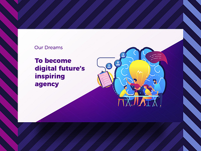 Our Dreams agency branding concept credential design digital future illustration pink presentation purple typography ui ux web world