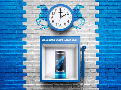 Horss Energy Drink #02 3d blue bottle concept design digital drink electric energy illustration landing page manipulation shadow silver text effect typography ui web