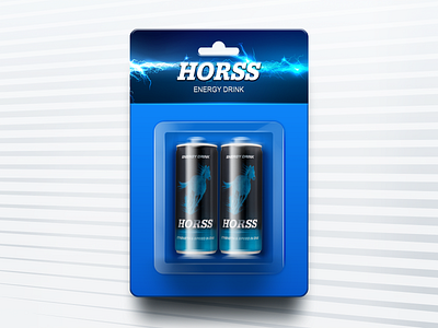 Horss Energy Drink #03 3d blue bottle concept design digital drink electric energy illustration landing page manipulation shadow silver text effect typography ui web