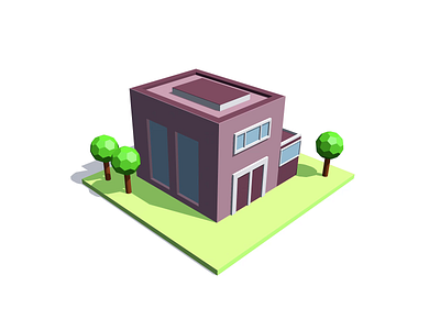 Cube Buildings / 4 3d block building c4d cinema4d coloring concept cube digital house icon illustration isometric minimal painting perspective shadow shape structure tree