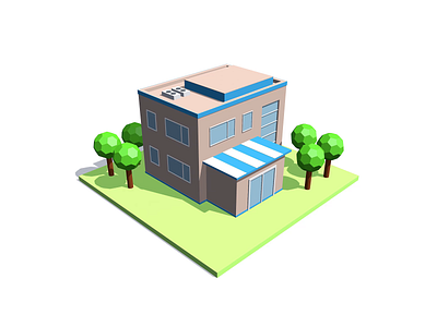 Cube Buildings / 5 3d block building c4d cinema4d coloring concept cube digital house icon illustration isometric minimal painting perspective shadow shape structure tree