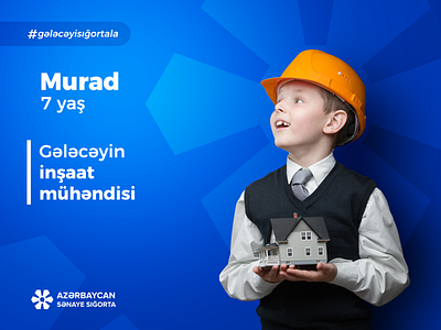 AIIC #gələcəyisığortala Campaign KV 1 of 3 bank concept design digital kids manipulation minimalism typography