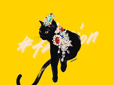 Black Cat accessories animal art bijoux black black cat cat cat illustration drawing fashion fashion illustration illustration portrait yellow