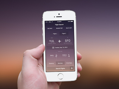 iOS7 Flight App app design flight hand ios iphone mobile mockup photo ui ux