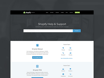 Shopify Help & Support commerce design help shopify ui ux web website