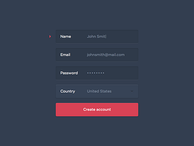 Sign Up Form button design dropdown field form icon input ndc2014 ui