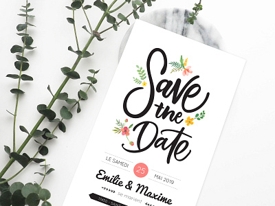 Save the date card design invitation logo print design typography wedding card