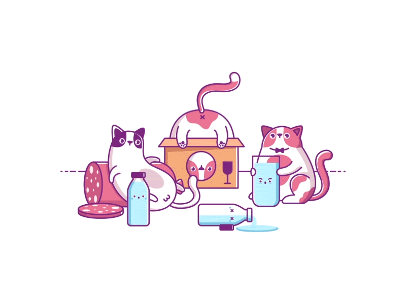 Cats Party Hard adobe efter effects adobe illustrator animation cats funny illustration milk