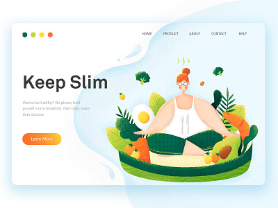 Keep Slim design egg food fruits girl girls illustration salad ux vector vegetables web
