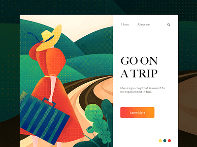 Go on a trip countryside design girl go on a trip illustration travel ux vector web work