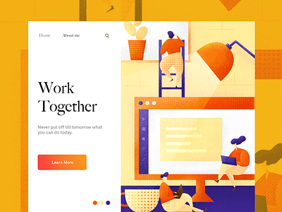 Work Together boy coffee coffee cup computer design girl illustration man office plants ux vector web work