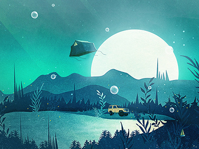 Beneath Barafundle camping illustration lake moonlight offroad surreal surrealism tent underwater vector wander