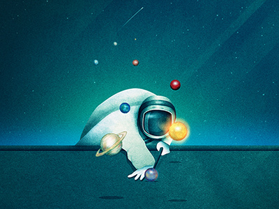 Astronaut Billards astronaut billard fantasy funny galaxy illustration jupiter planets pluto scifi space stars