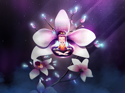 Orchid Meditation bloom blossom flowers glow illustration illustrator meditation orchid phalaenopsis shine soar yoga