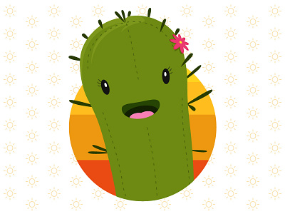 My Prickly Princess cactus character desert sun vector