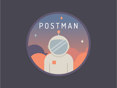 Hello from Postman badge postman space spaceman sticker vector