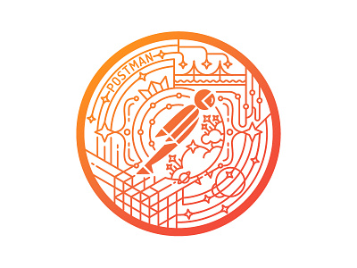 Postman Limited Edition Sticker api astronaut computer flat illustration line drawing ornamental postman space spaceman sticker vector