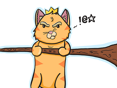 Hanging around cartoon cat character crown illustration procreate