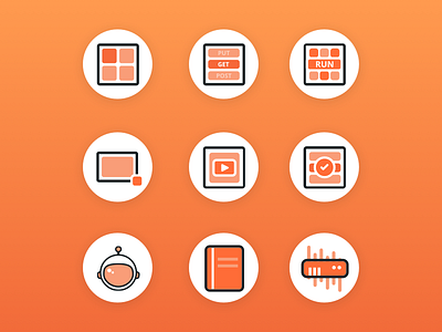 Learning Center Icons icons illustration orange vector